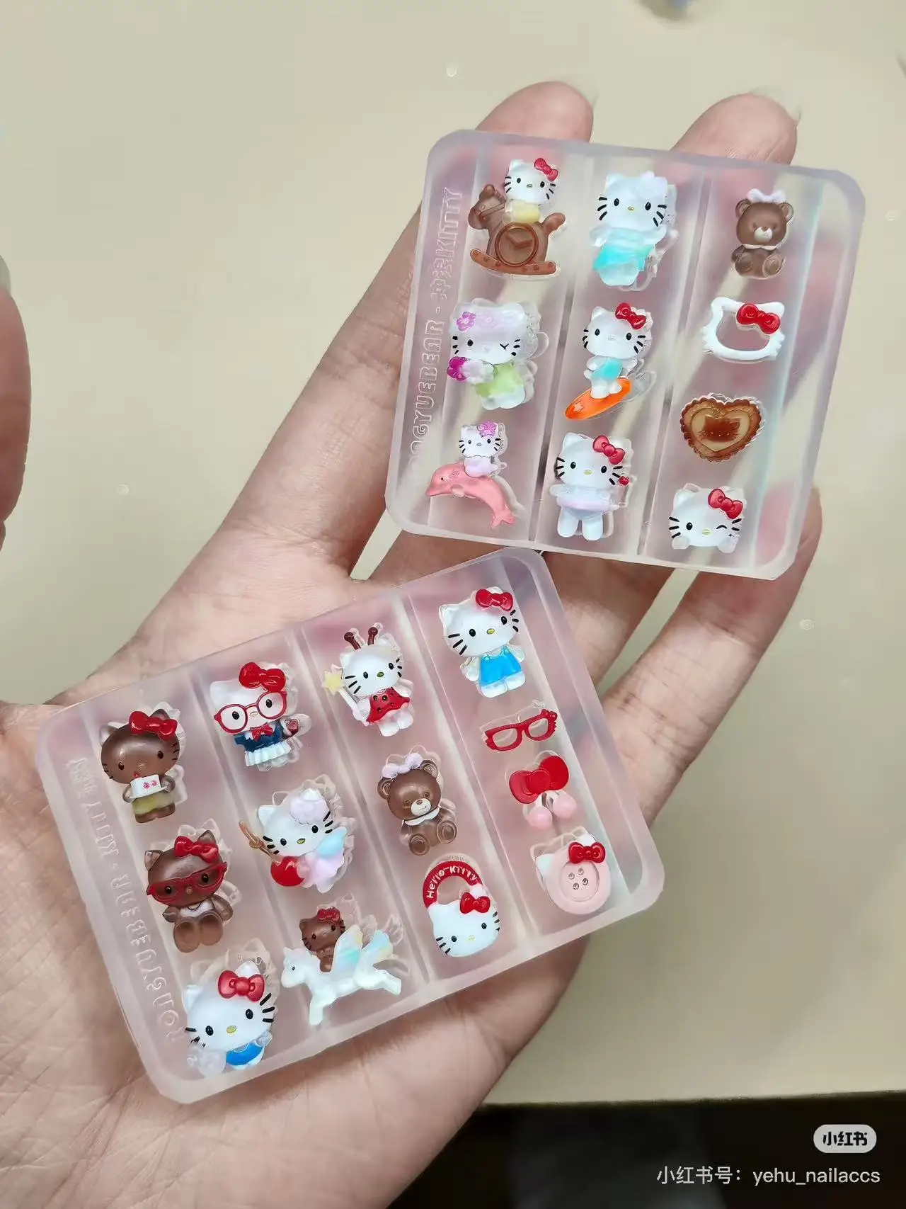 Kawaii Cartoon Sanrio Hallo Kitty Kuromi 3D Acryl Nagel Form Hand Gravur Form Nail art Dekorationen Silikon Nail art