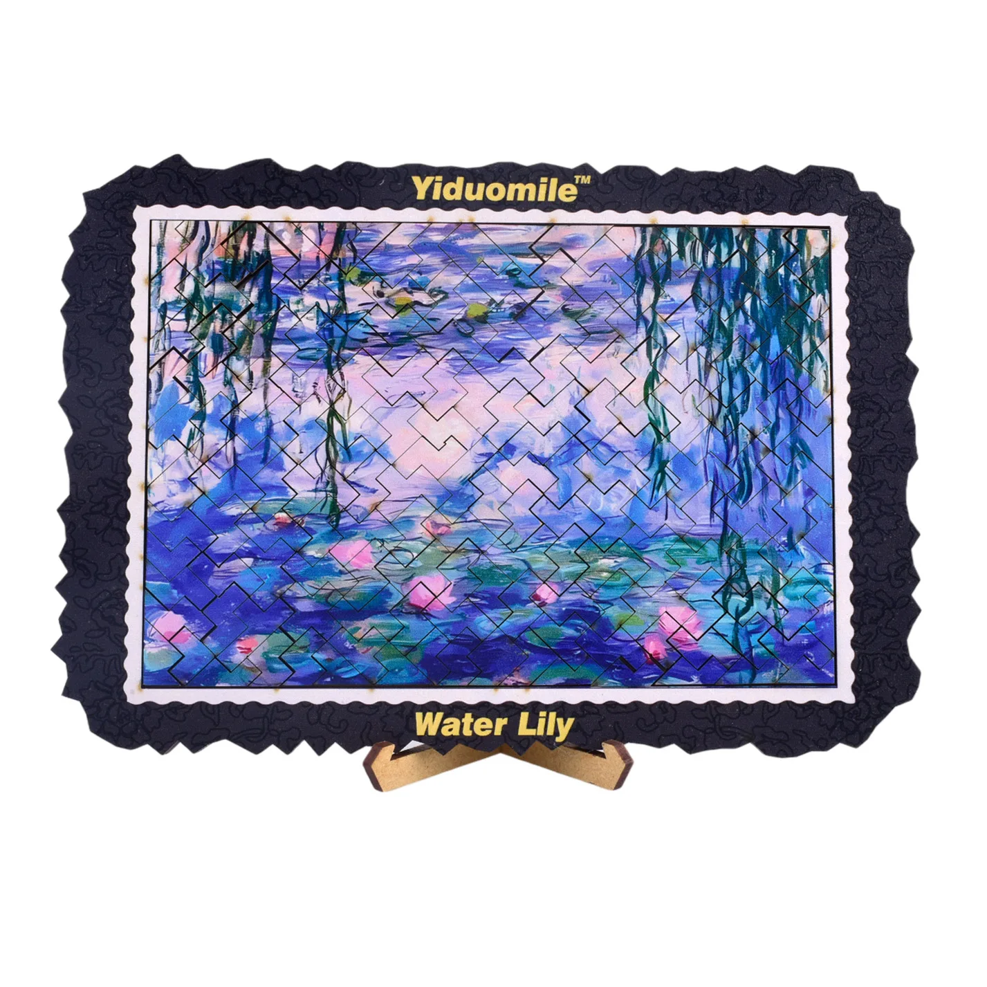 19.85 * 13.89cm, 172 pieces, water lily landscape oil painting creative wooden puzzle, family game difficulty