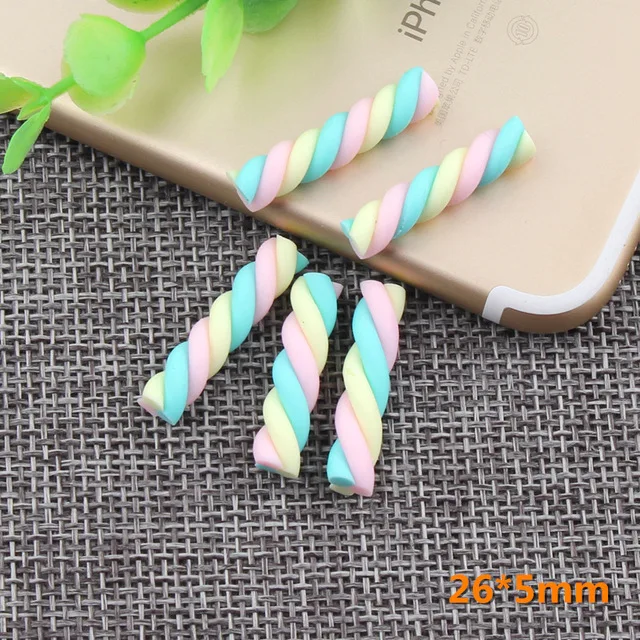 10 stücke Kawaii Spirale Marshmallow Süßigkeiten Polymer Clay Cabochon Flatback Für DIY Telefon Dekoration – Detail 25