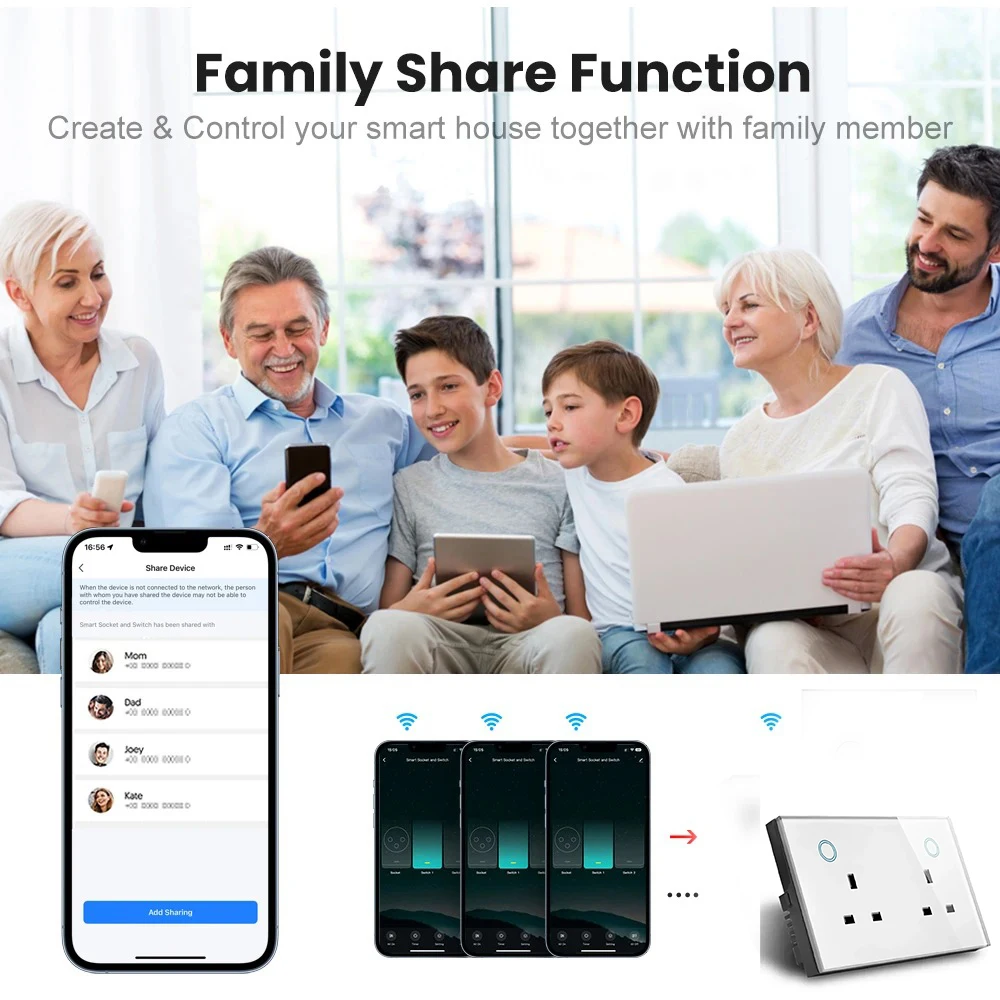 Melery Matter الأشياء الذكية Tuya USB نوع C PD 20 واط مقبس الحائط المملكة المتحدة التوصيل منفذ الطاقة الزجاج اللمس التبديل عن بعد أليكسا جوجل المنزل