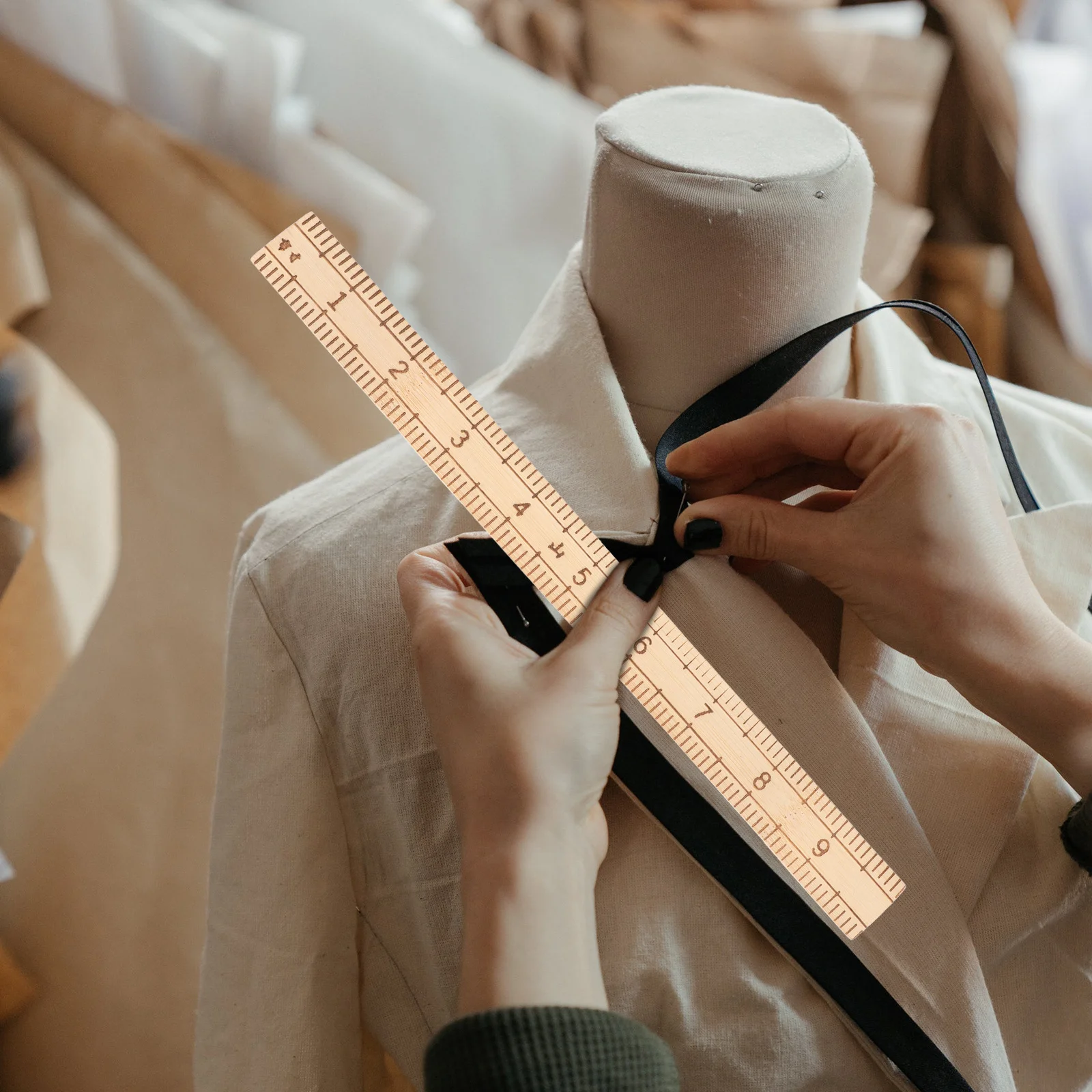 2 قطعة قياس الملابس قطع حاكم خشبي خياط حاكم أداة الخياطة الحرفية قياس دقيق متعدد الاستخدام الخشب الخياطة العرض #4