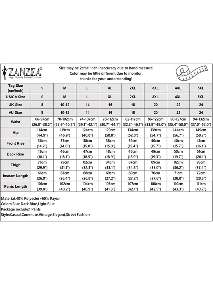 ZANZEA Korean Fashion Faux Denim Wide-Leg Pants Women Loose Casual Elastic High Waist Color-Block Trousers 2025 Autumn Bottoms