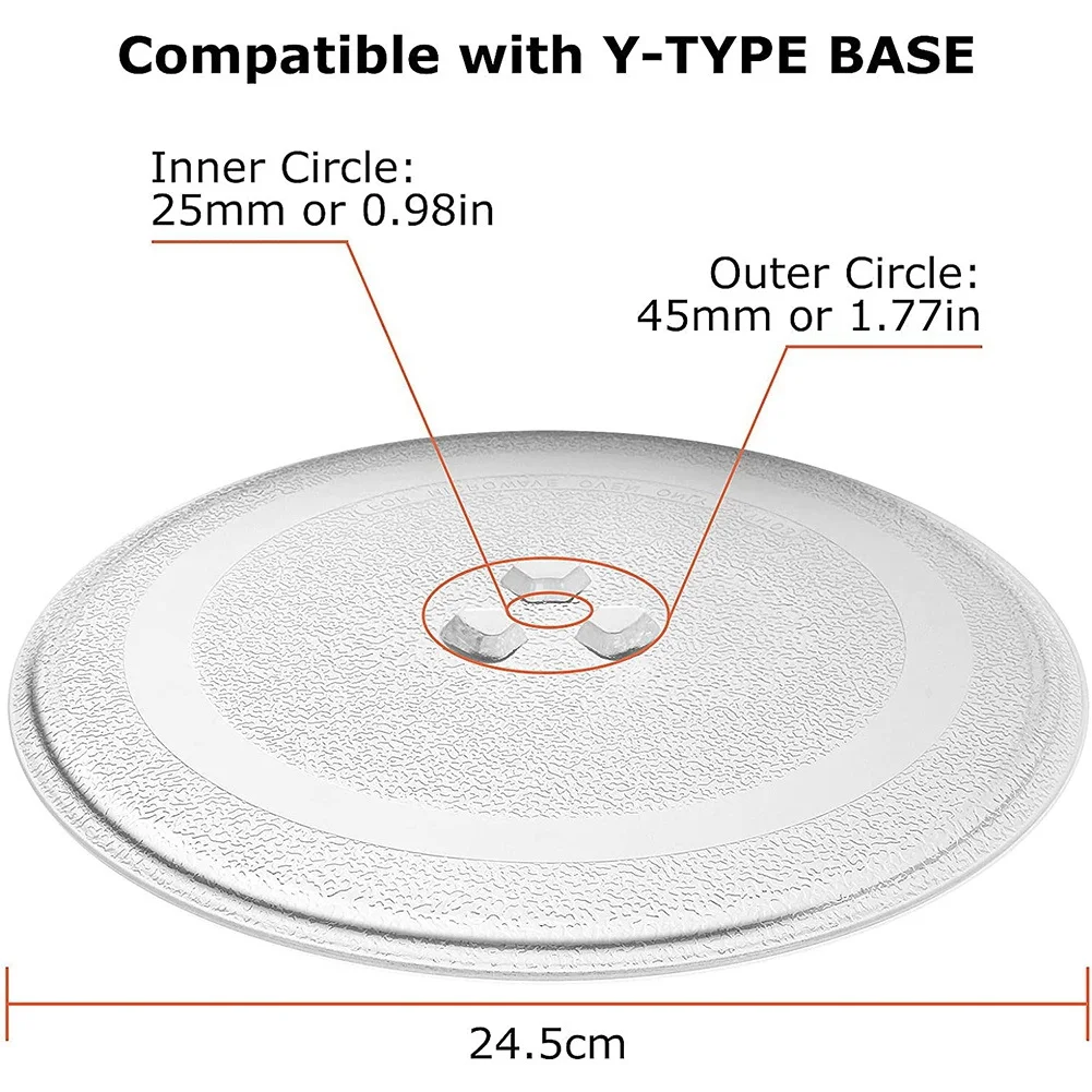 Piastra universale in vetro per microonde piastra girevole in vetro per microonde, sostituzione della copertura della piastra a microonde rotonda 24.5cm