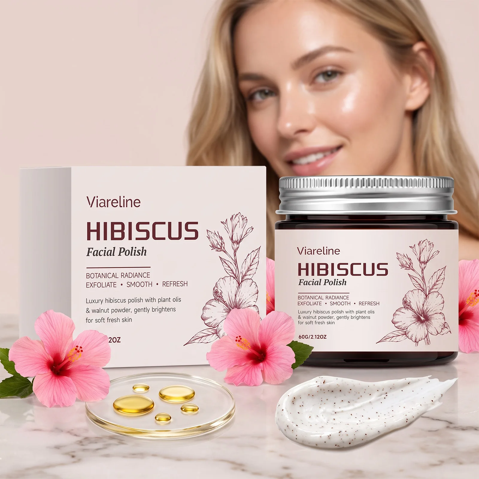 VIARELINE Facial Scrub: Gently cleanses facial skin, removes keratin and blemishes for a refined, smooth and glowing complexion