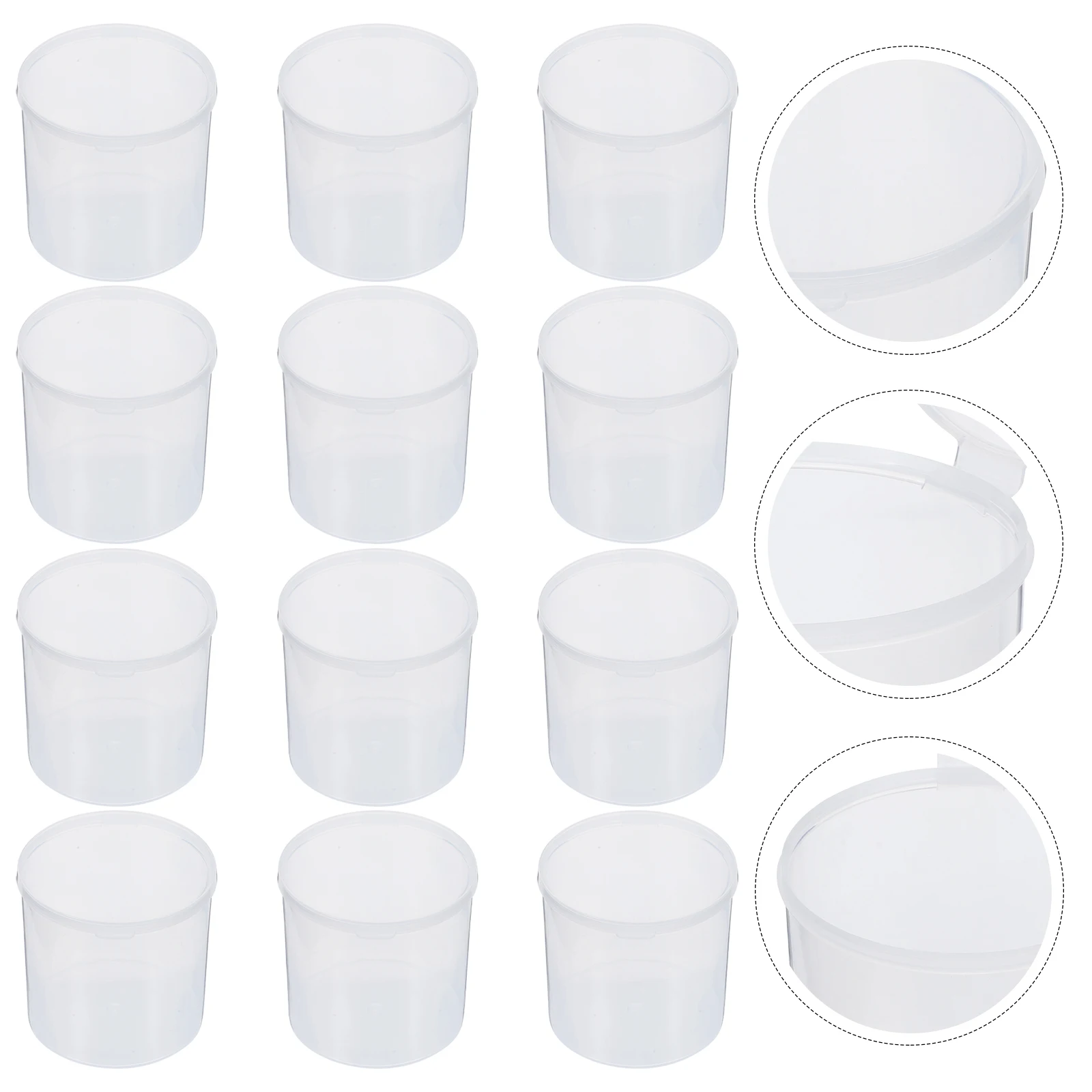 

12 Pcs Transparent Plastic Box 7.7cm Round Storage Container Lid Dustproof Portable Swab ganizer Travel Household for Cotton