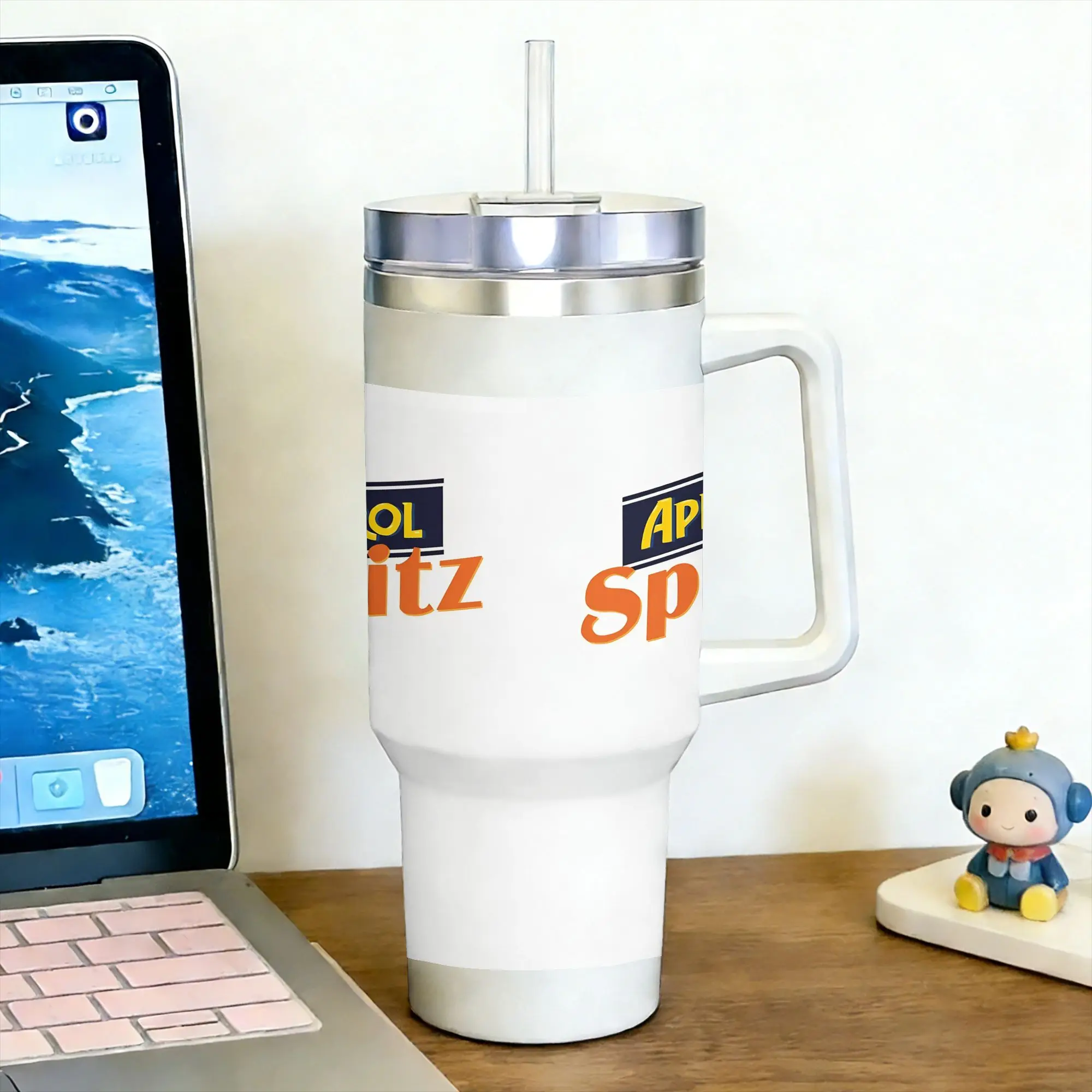 Aperols Spritz Tumbler With Handle  Driving Mugs Cup Large Capacity Coffee Mug Portable Cold and Hot Milk Tea Water Bottle,