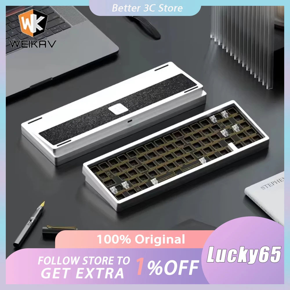 

Weikav Lucky65 V2 Mechanical Keyboard Kit 3-Mode Customization Usb/2.4g/Bluetooth Hotswap Gasket Structure Rgb Gaming Keyboard