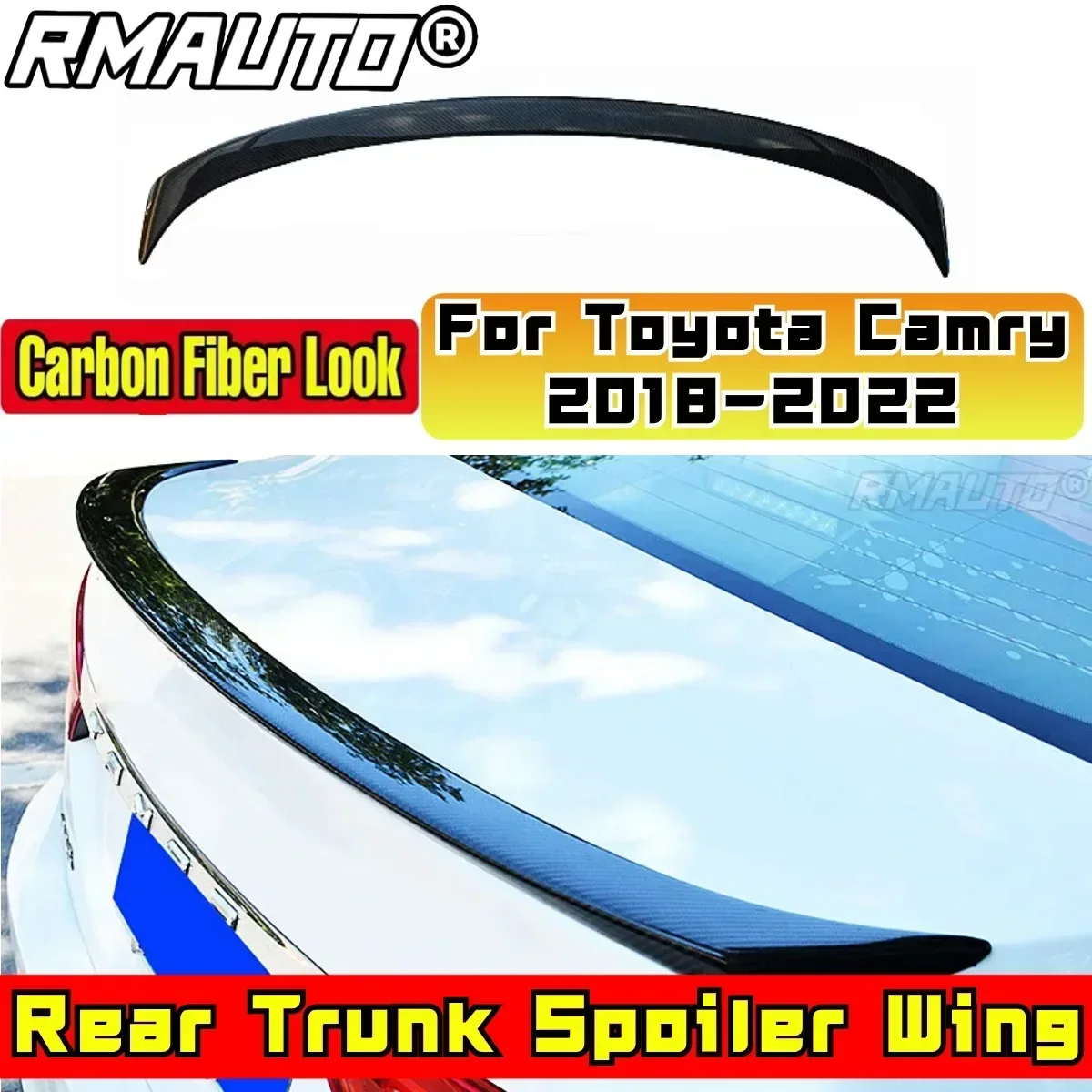 Car Rear Trunk Spoiler Body Kit ABS Plastic Car Rear Spoiler Wing For Toyota Camry 2018 2019 2020 2021 2022 2023 Car Accessories