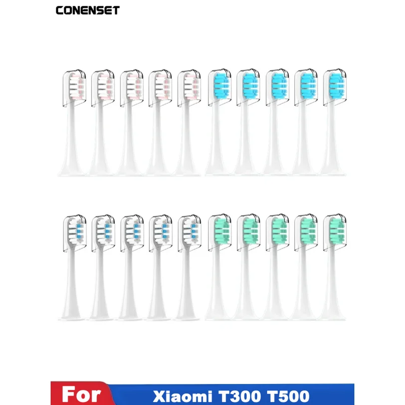 10pcs Replacement Brush Heads For Xiaomi Mijia T300 T301 T500 Sonic Electric Toothbrush Head DuPont Soft Bristle Nozzles