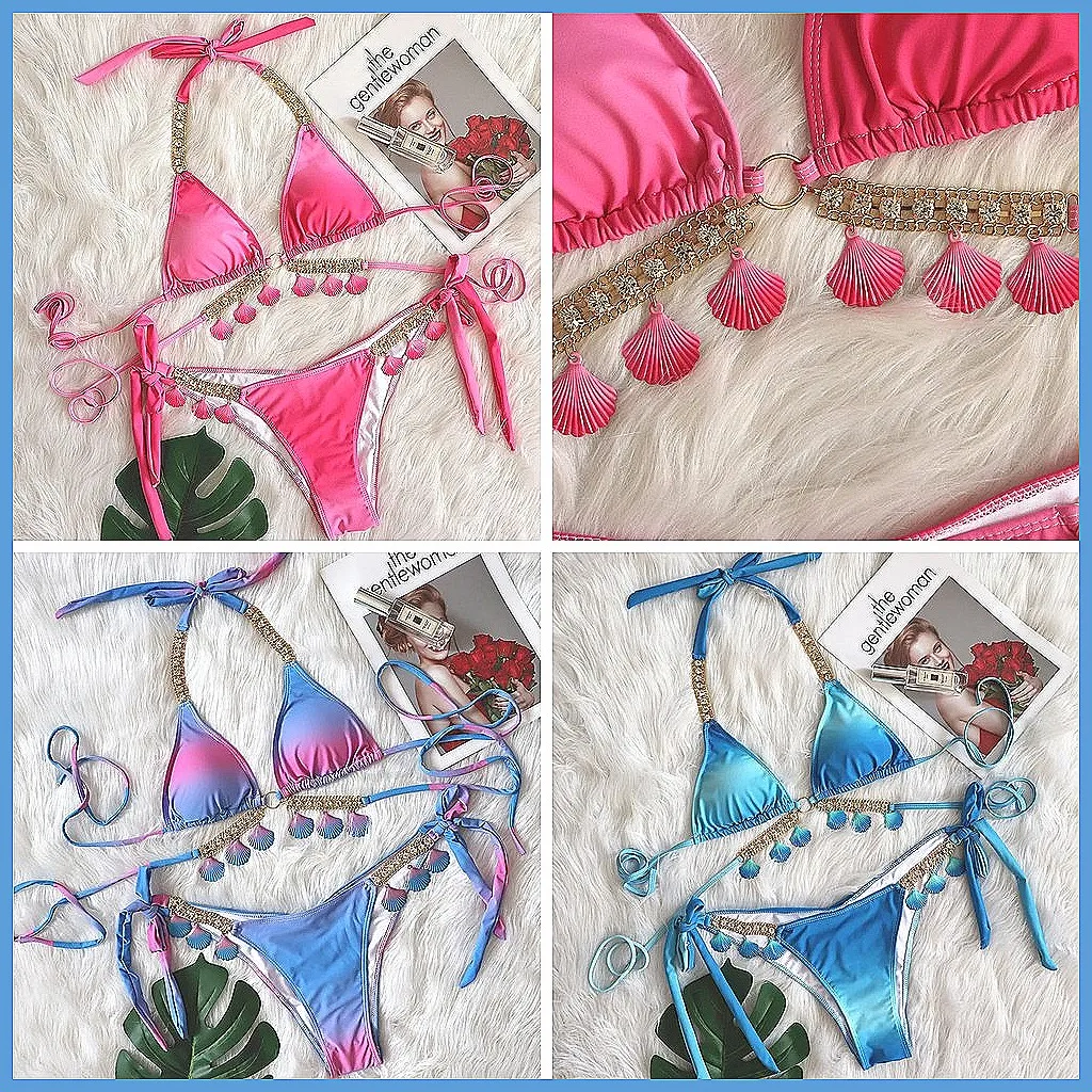 

2025 Sparkling Rhinestone Push Up Bikini Set - Sexy Women's Swimwear for Beach & Pool