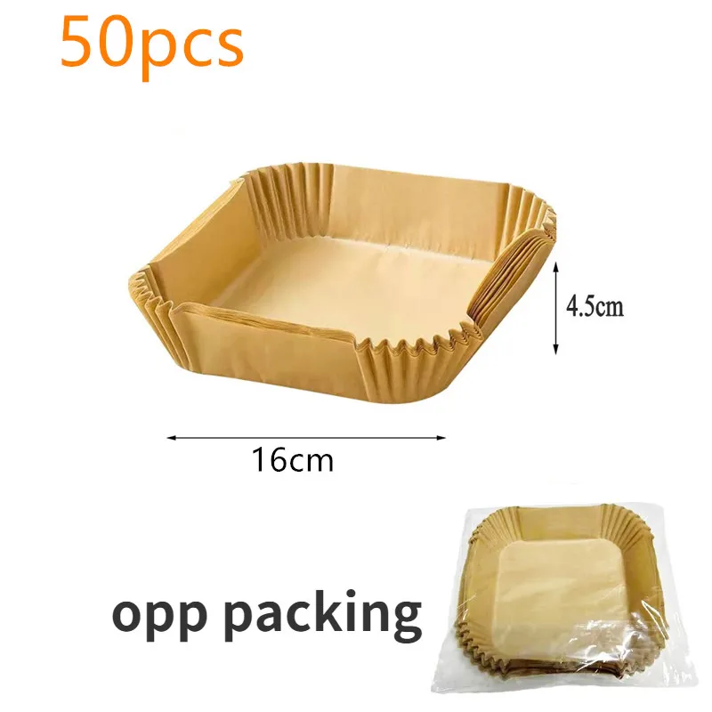 50PCS Friggitrice ad aria Carta da forno per piastra per barbecue Forno rotondo Pad 16cm AirFryer Fodera di carta usa e getta a prova di olio