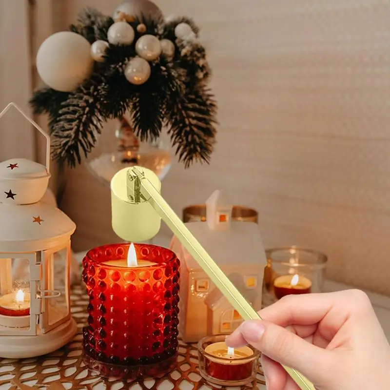 Candle Wick Trimmer Candle Blower Turn Off Extinguisher Polished Stainless Steel Flame Snuffer Elegant Design Long Handle