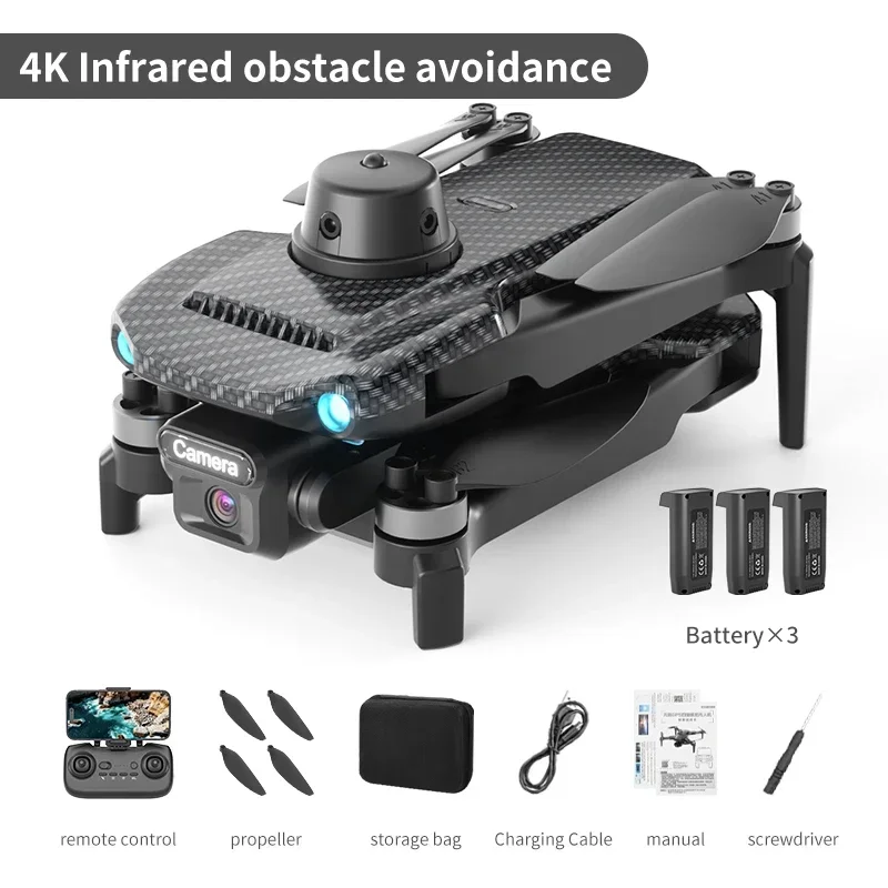 

New 2024 4K GPS Drone Professional Obstacle Avoidance Three Camera 5G Brushless Motor Foldable Rc Quadcopter Dron Boys Gift Toys