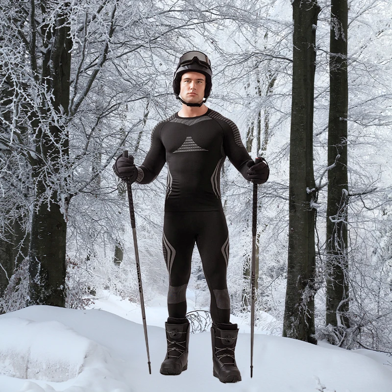 مجموعة طبقات أساسية للنظام الحراري للرجال والنساء، ماصة للرطوبة ومضادة للرائحة مع تصميم سلس للتزلج والرياضات الشتوية #3