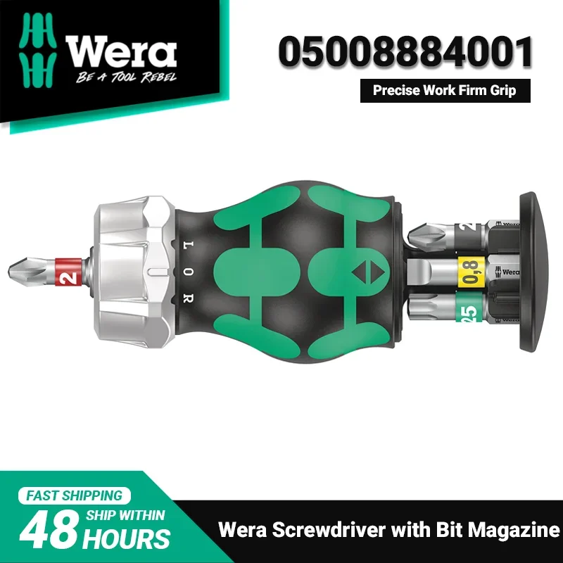 

WERA Stubby Magazine RA 2 Ratchet Screwdriver with Bit Magazine 6 Pieces 175Grams Ergonomic Component Compact Shape 05008884001