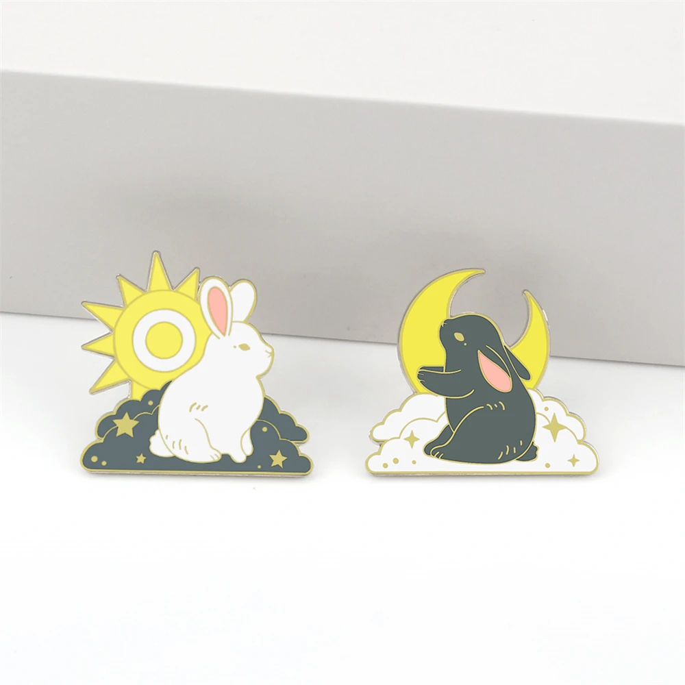Animal Evil Rabbit Enamel Pins Cute Cartoon Bunny Brooches for Kids Girls Cool Feminist Backpack Lapel Badge Metal Jewelry Gifts