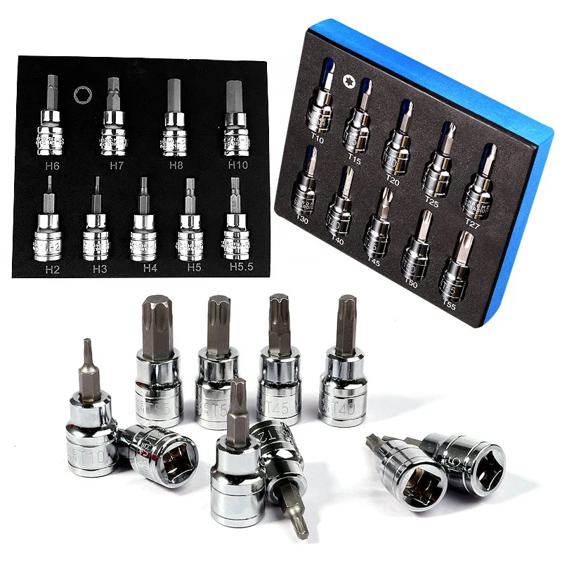 3/8 Inch Hex Bit Socket Set Sturdy Allen Key Sockets Professional 3/8inch Drive Drill Metric Tools Kit Durable Impact Socket Set