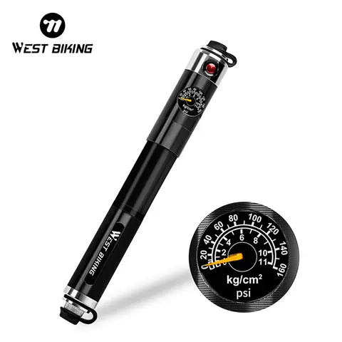 Portable Bike Pump High Pressure Gauge West Biking