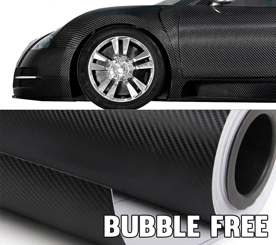 

20cm X150cm Black 3D Carbon Fiber Wrap Vinyl Covering Film Sticker Decal Roll Sheet with Air Bubble Free 8"X 60"