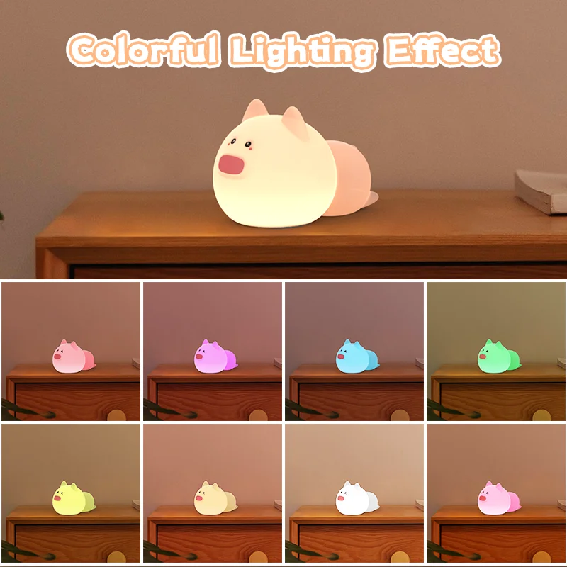 Imagem -04 - Soft Silicone Pig Lamp For Kids Luz Noturna Regulável Berçário Portátil Kawaii Decoração do Quarto Aniversário Presente de Natal Bonito Menino Meninas