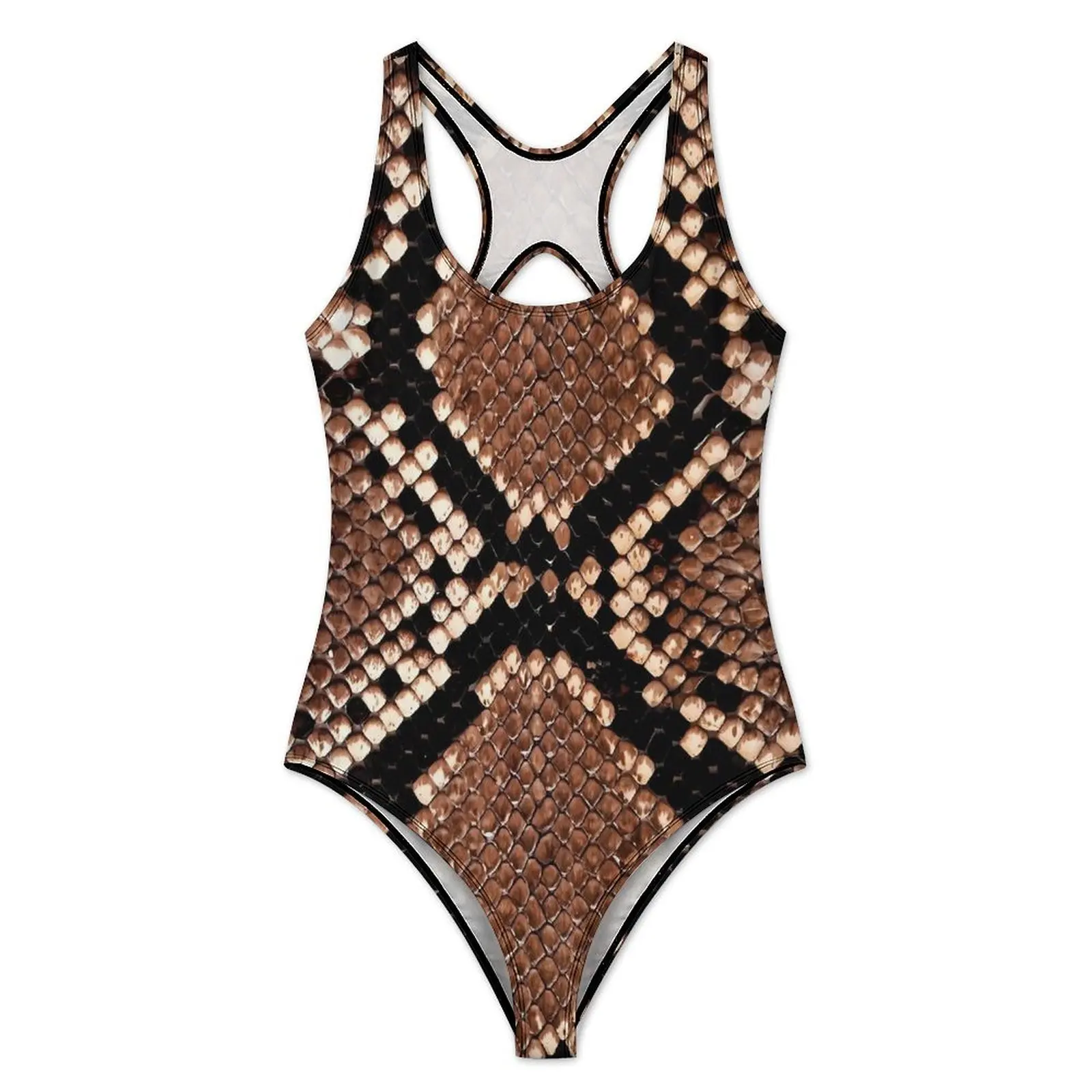 Classic Snakeskin Swimsuit Sexy Retro Print Female Swimwear One Piece Classic Bodysuit Holiday Rave Push Up Cut Out Beachwear
