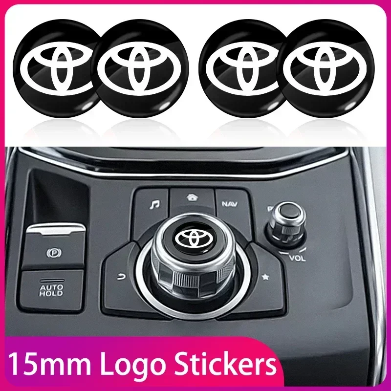15 مللي متر سيارة المفاتيح عن بعد شعار شارة راديو زر التصميم ملصق لتويوتا شر كورولا كامري rav4 يارس فيرسو فورتشنر