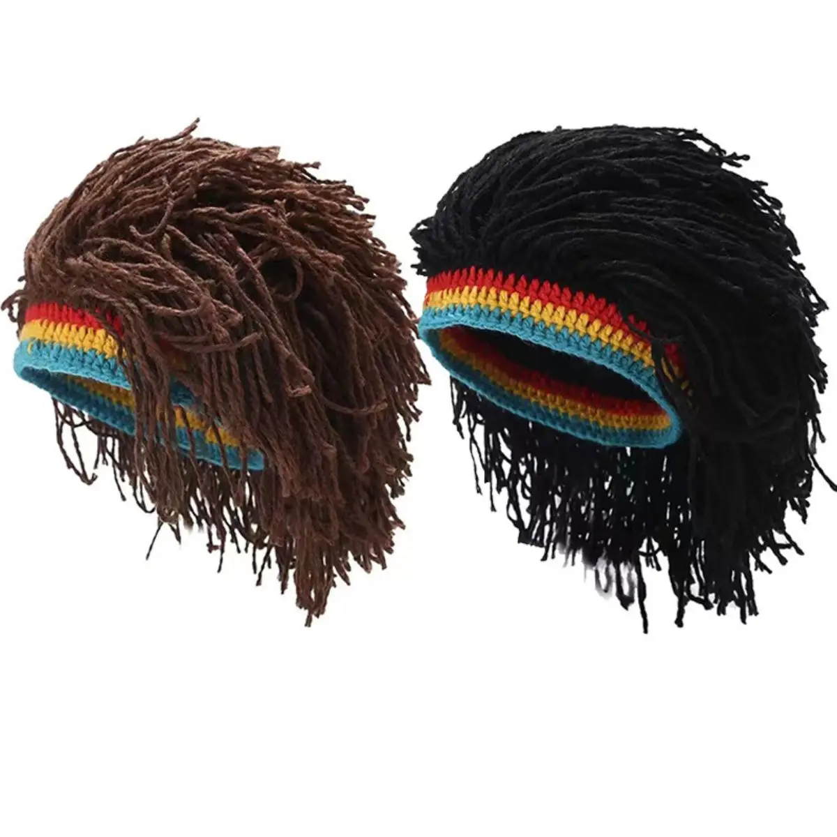 新しい面白い合成かつら帽子ウール帽子ヘアアクセサリードレッドヘアヒップホップ人格エクステンション女性のためのコスプレパーティーギフト