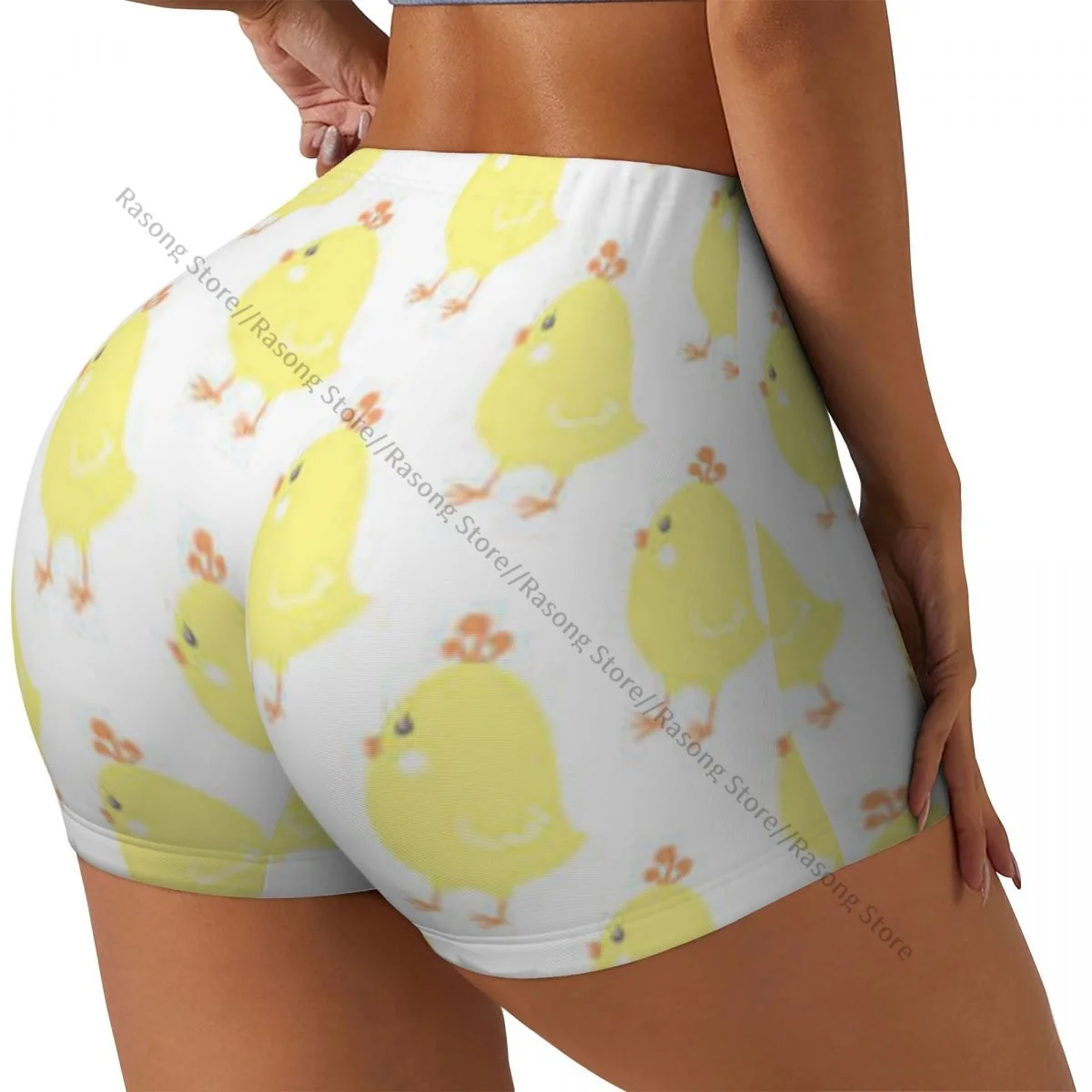 Push Up Breve elasticità Scrunch Butt Cute Chicken Pantaloncini da corsa Pantaloncini sportivi Abbigliamento da donna Palestra
