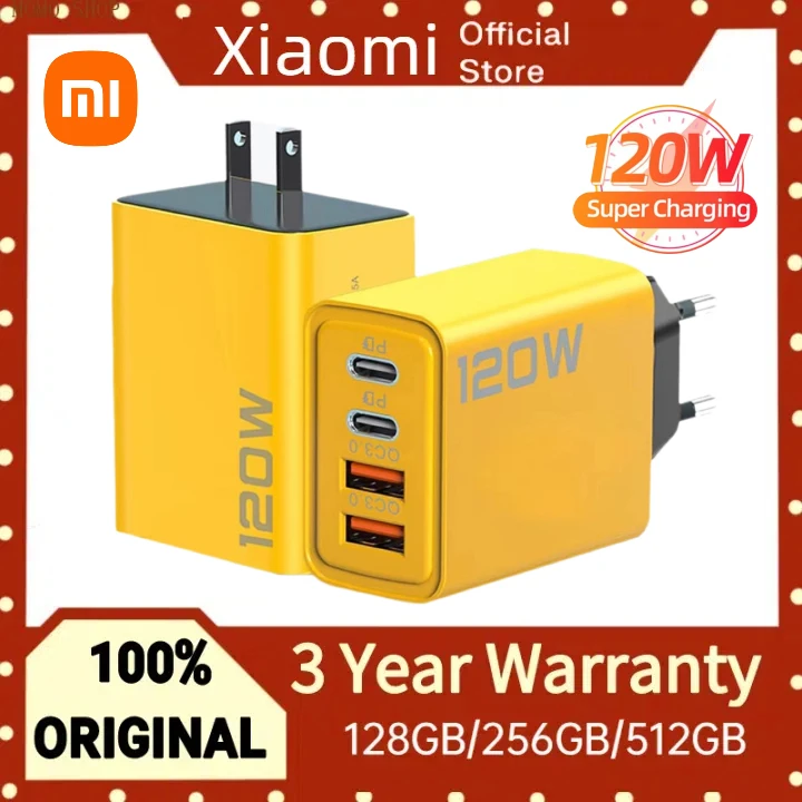 Xiaomi 4 In 1 120W Fast Charger For Xiaomi Mi 13 12 11 Pro Ultra USB Type C Quick Charge Cable Charger Redmi Note 12 11 10 Pro