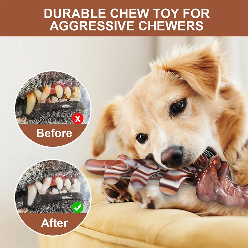 Large Durable Dog Chew Toys For Aggressive Chewers Tough Nylon Beef Flavor Pet Toys Puppy Bone Teeth Cleaning Play Game