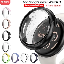 Tempered Glass+Case For Google Pixel Watch 3 41mm 45mm Hard PC All-Around Bumper Screen Protector Cover for Google Pixel Watch 2