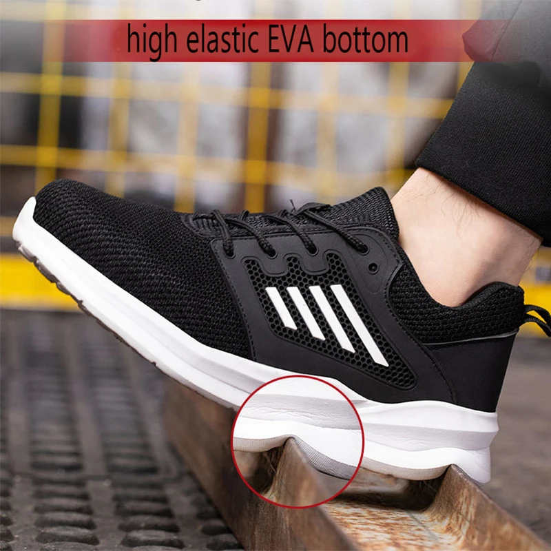 Breathable Light Unisex Summer Safety Shoes For Men Women Indestructible Anti Smashing Platform Casual Shoes