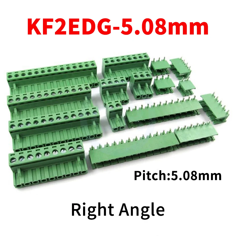 10 Sets 5.08mm Pitch KF15EDG KF2EDG 2EDGK 2EDGV 2EDGR Plug-In Terminal Straight Pin/Right Angle 2~16Pin