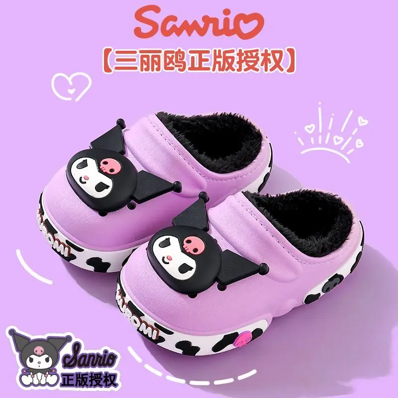 Kuromi بلدي ميلودي سانريو الشتاء حذاء للأطفال الاطفال الأسنان الفتيات فروي النعال حذاء داخلي الأحذية طفل فتاة الرضع الطفل المنزل