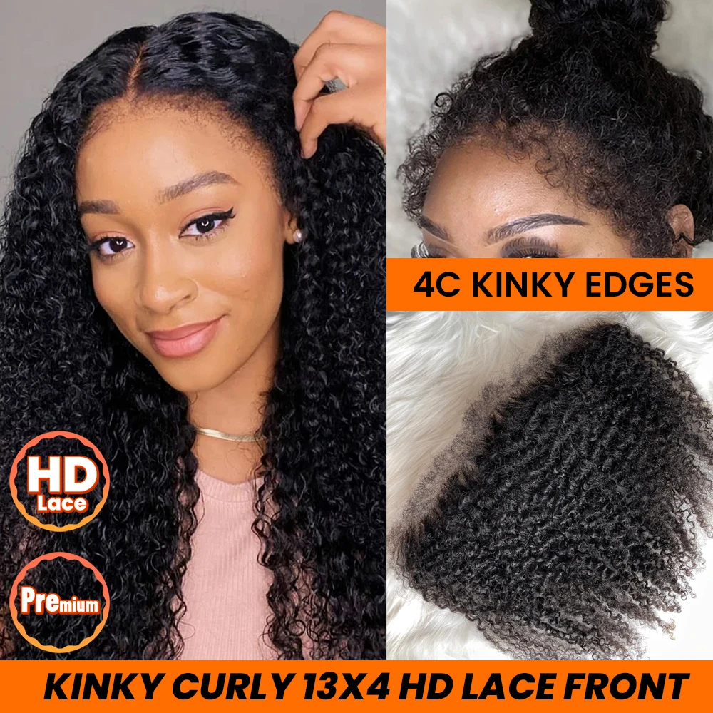 

Обтягивающие настоящие HD 13X4 кружева спереди, только странные вьющиеся человеческие волосы, ультратонкие невидимые HD кружевные трусы, идеально подходит для кожи с одним узлом