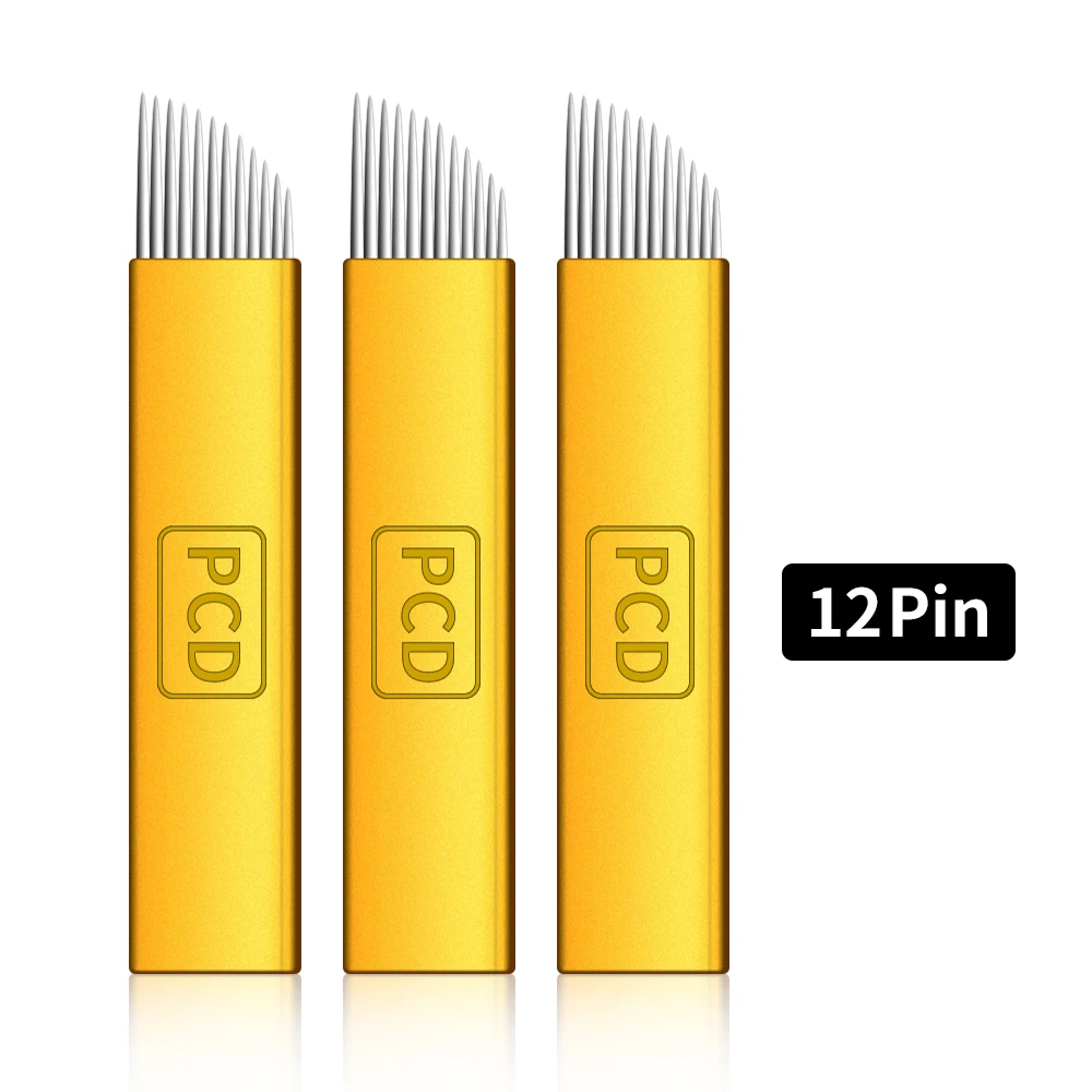 50 PCS 12U/12 Pin PCD Microblading Blades Permanent Makeup For 3D Eyebrow Manual Pen 0.2mm Professional Tattoo Needles Blade