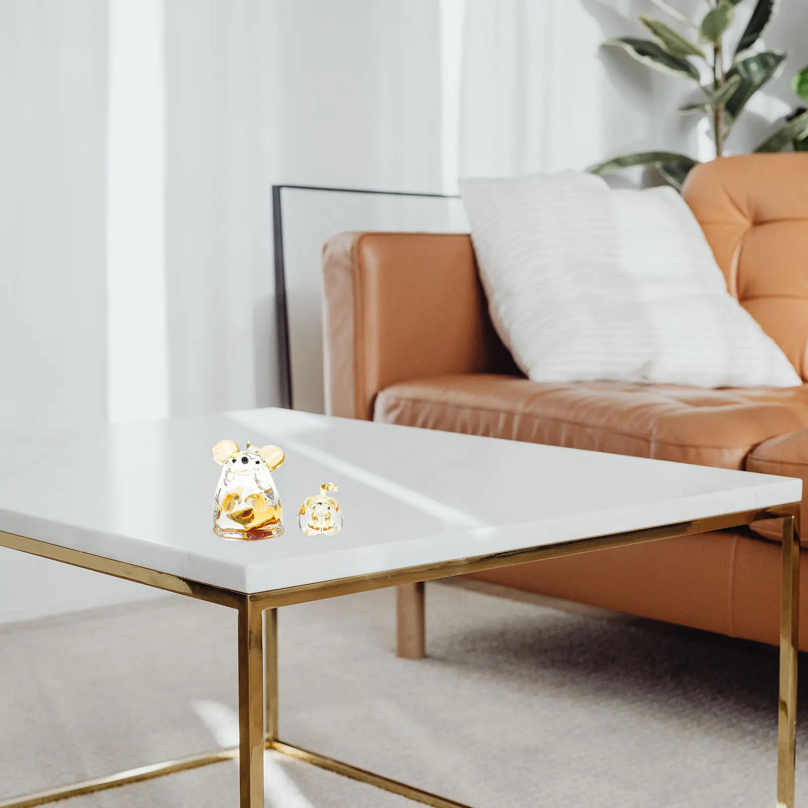 

2Pcs Chinese Zodiac Mouse Decoration Glass Animal Statue for Home Desktop Decor Living Room Bedroom Party Table Ornament