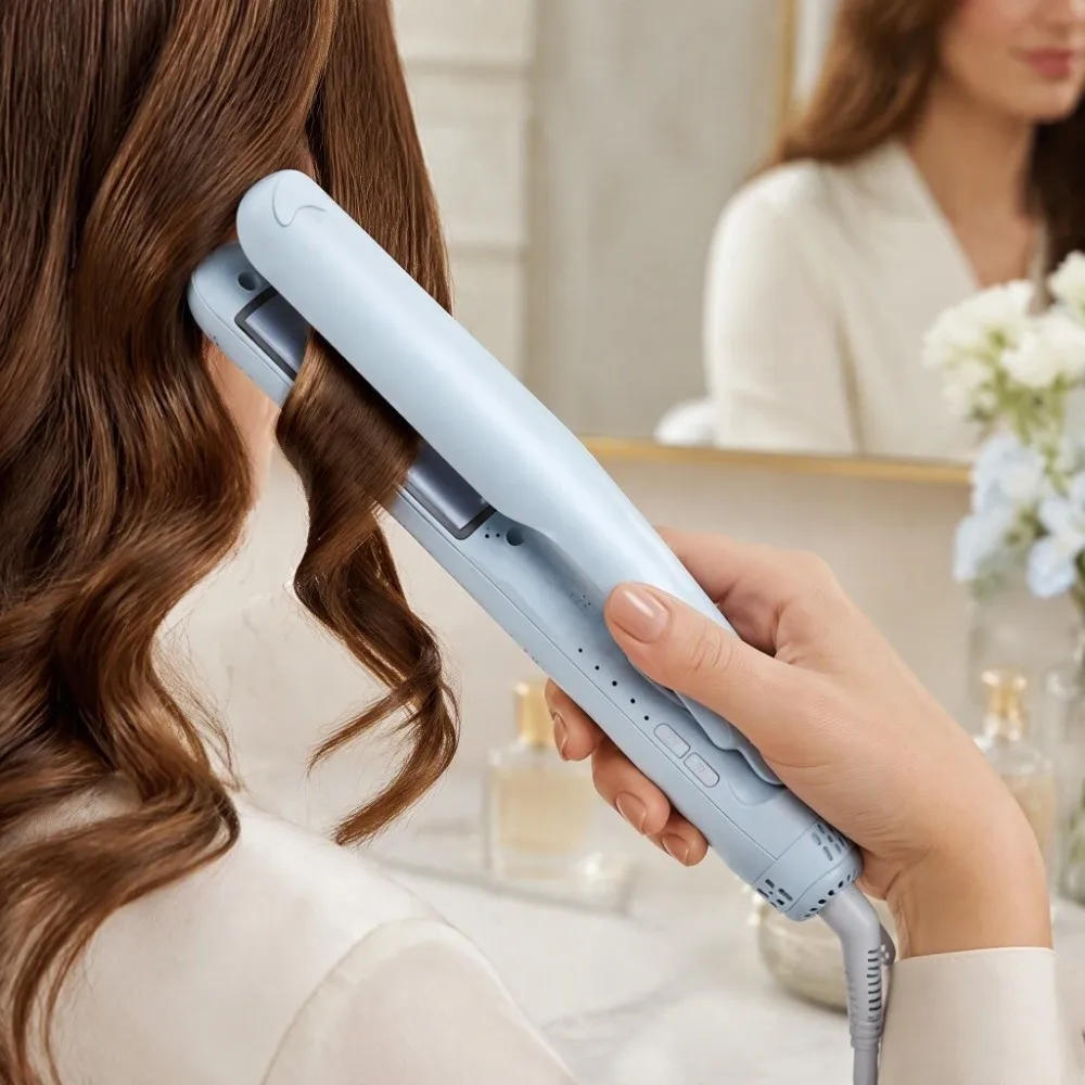 Portable Hair Straightener Dual Use Low Power Flat Iron Tourmaline Ceramic Coated Plates Long Lasting