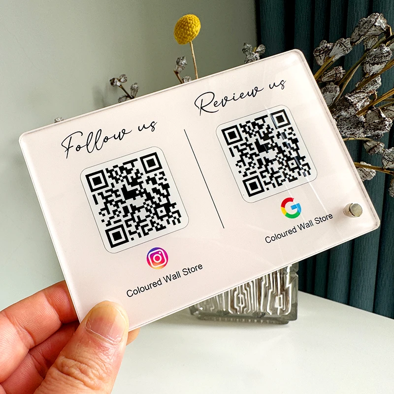 Customized Business QR Code Signs Acrylic Standing Plate Instagram