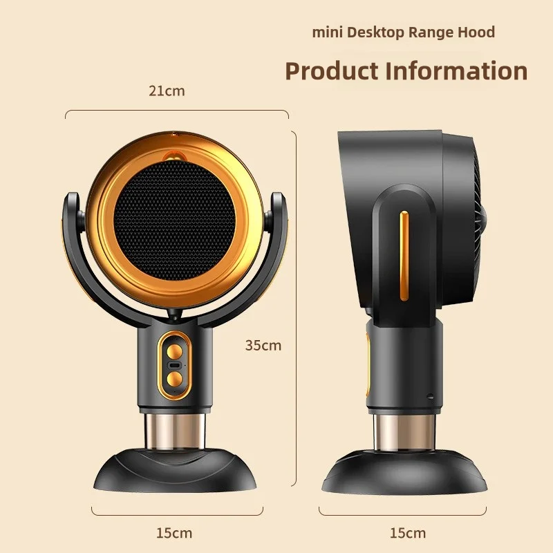 Wireless Desktop Portable Range Hood Oil Fume Separation and Filtration Strong Suction Smoke Exhaust Range Hood for Kitchen BBQ