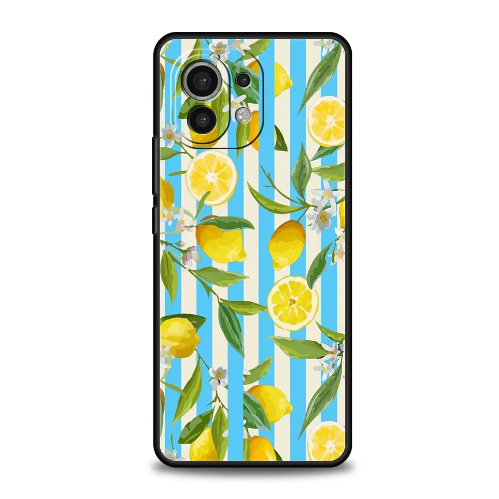 Mediterranean Lemon Phone Case For Xiaomi 13 12 11 Lite 12T 11T 10T 9T Mi Poco X5 M4 M3 X4 X3 Pro F5 F4 F3 GT 5G Black Cover