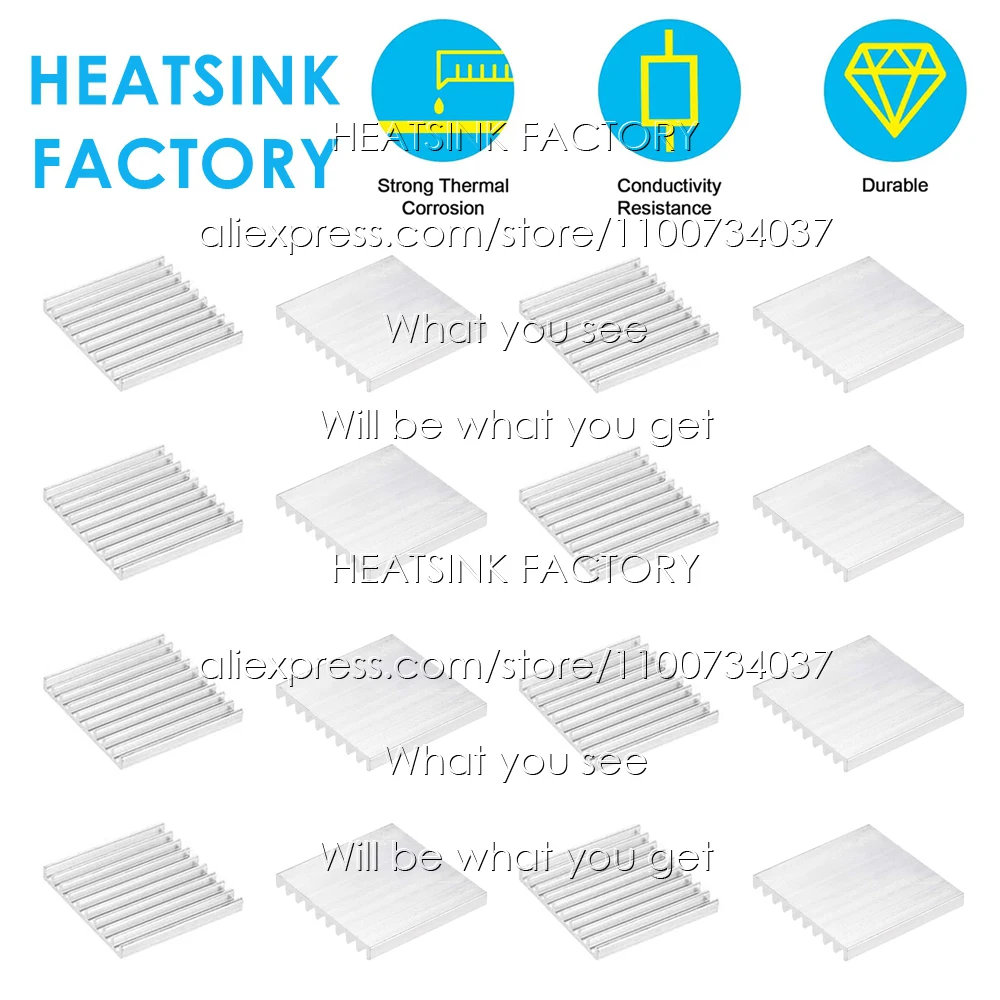 28x28x3mm Silver Aluminum Heatsink Cooling Radiator for Electronic IC Chip MOS RAM AMD CPU LED Cooler Heat Dissipation