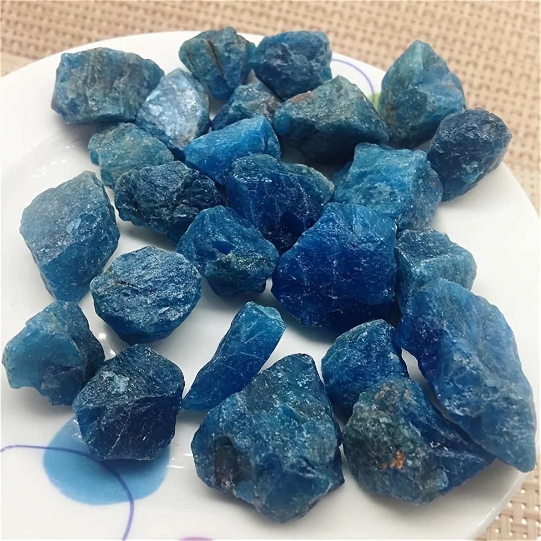 Natural Blue Apatite Rough Stone Raw Crystal Mineral Specimen, Natural Gemstone Rock for Collection Home Desk Decor Gift