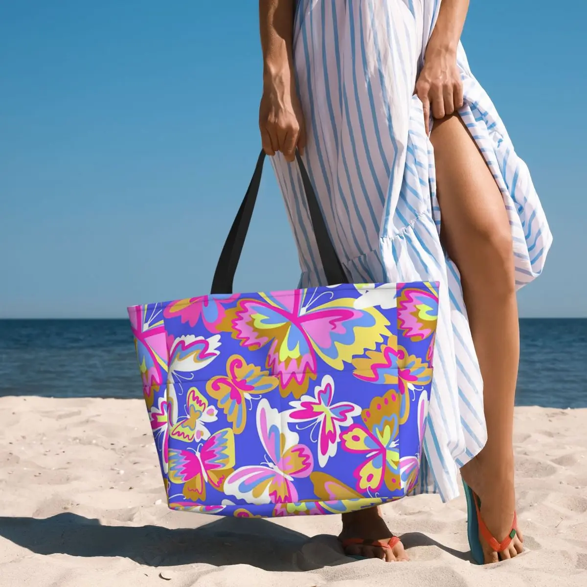 

Colorful Butterfly Beach Tote Bag Sport Gym Yoga Duffle Large Tote Bag Women Travel Bag Fitness bag