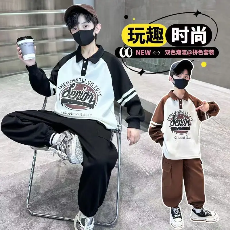 Spring/Autumn Big Kids Teen Boys Clothes Tracksuit Boys Outfits Set Costume Tops +Pants Children Clothing 6 8 9 10 12 14 Years