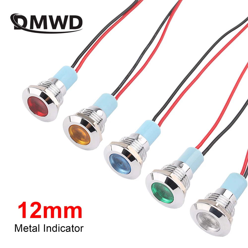 

Фонарь светодиодный металлический индикатор Light 12 мм, водонепроницаемая лампа питания 3 В, 5 В, 6 в, 12 В, 24 В, 220 В, другие, красный, желтый, синий, зеленый, белый