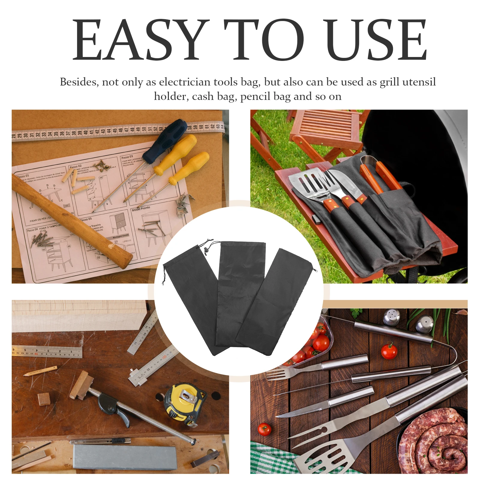 3 шт., уличная водонепроницаемая сумка для хранения, 12X8 дюймов, сверхмощный органайзер для инструментов, портативный контейнер для барбекю, многоразовая сумка на молнии