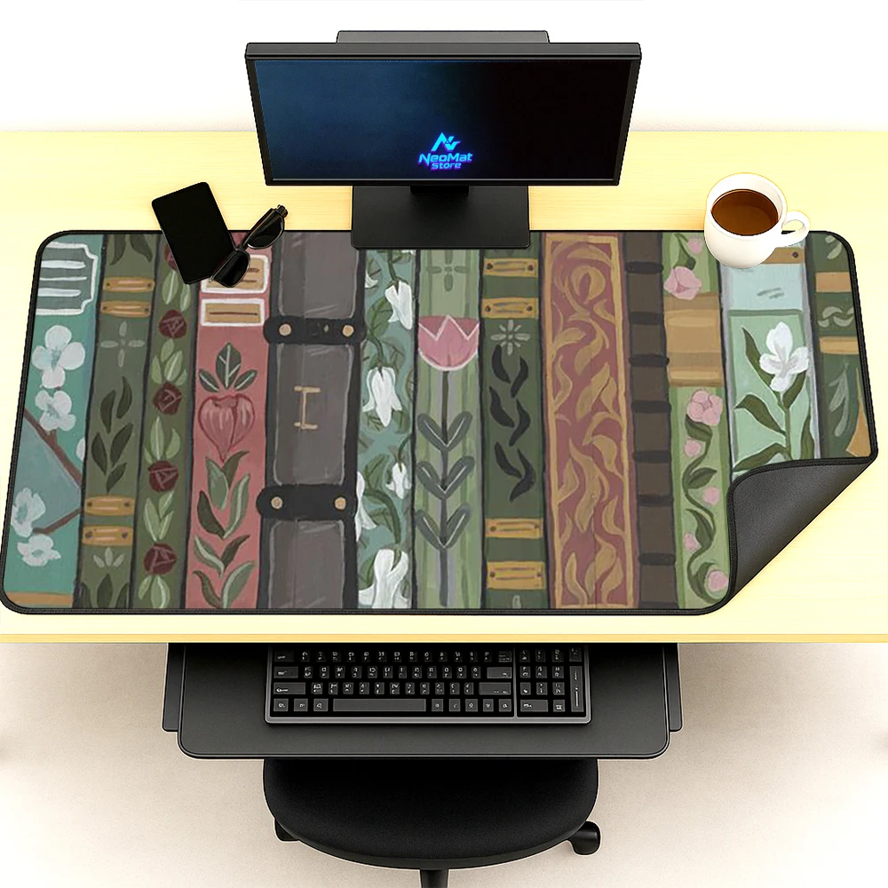 Floral Mouse Pad Table Mat 120x60cm Gaming XXXL Green Pink Office Desk Accessories Durable Nonslip Stain Resistant Extra Large