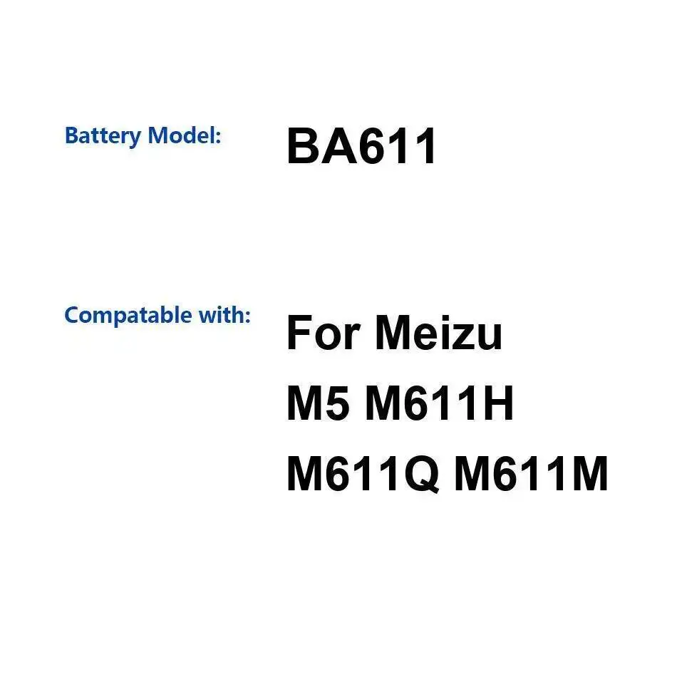 

BA611 Mobile Phone Battery Durable For Meizu M5 M611H M611Q M611M 3070Mah