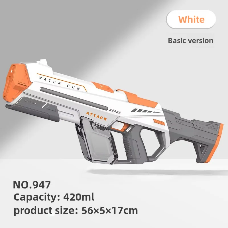 Pistola ad acqua elettrica di grande capacità, assorbimento automatico dell'acqua, fuoco continuo ad alta velocità, grande pistola ad acqua, piscina estiva, giocattolo, pistola rosa